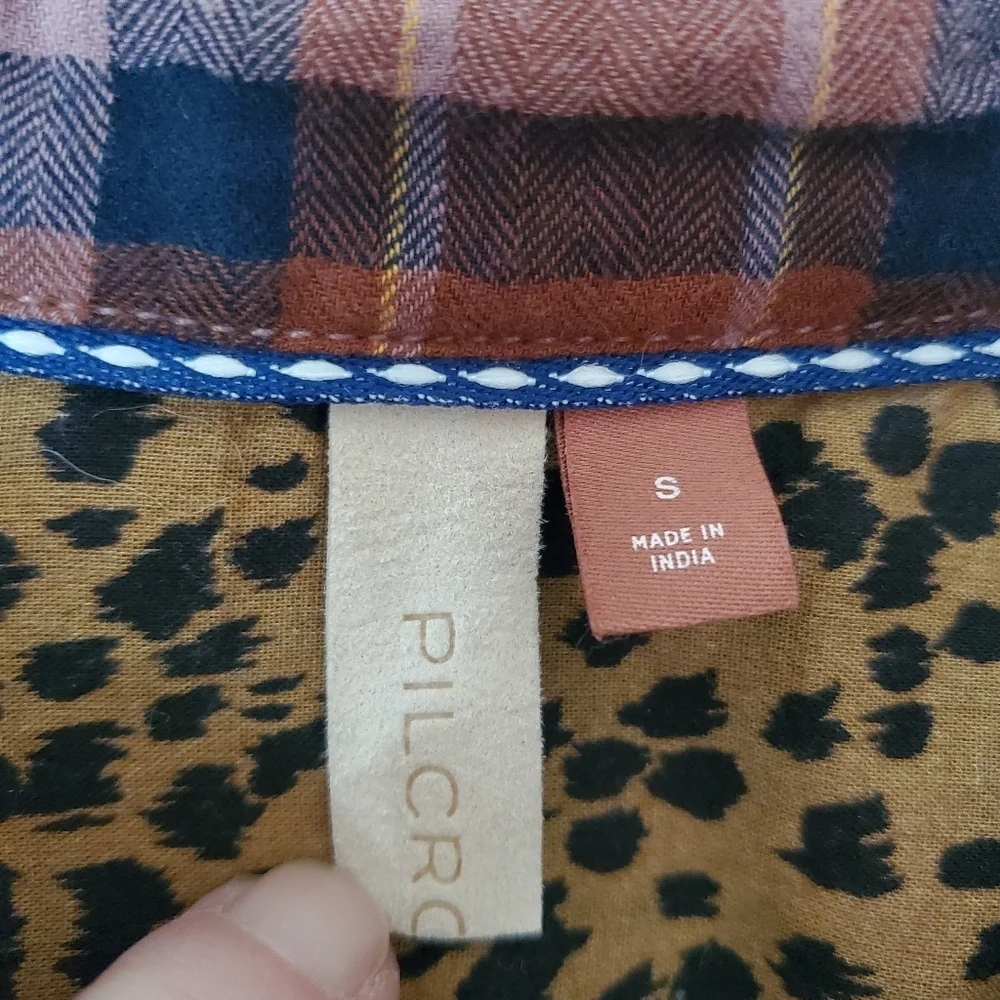 Anthropologie Pilcro Cropped Plaid Flannel Raw Hems Size Small High-Low - Picture 5 of 11